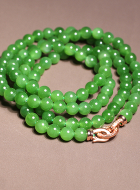 方言和田玉俄无黑点阳绿碧玉手串