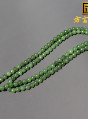 精品方言和田玉佩戴级俄罗斯老坑油润阳绿碧玉8mm多圈项链吊坠A8