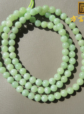 秒杀方言品牌珍藏级俄珍稀翠色名品翠色玉直径6mm108颗圆珠项链R