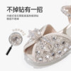 Genuine leather girls sandals princess crystal slippers