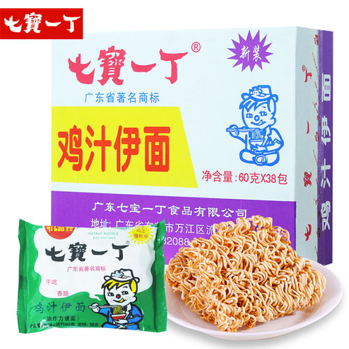 七宝一丁鸡汁伊面干脆面60g*38包干吃方便面经典怀旧休闲零食整箱 - 图1