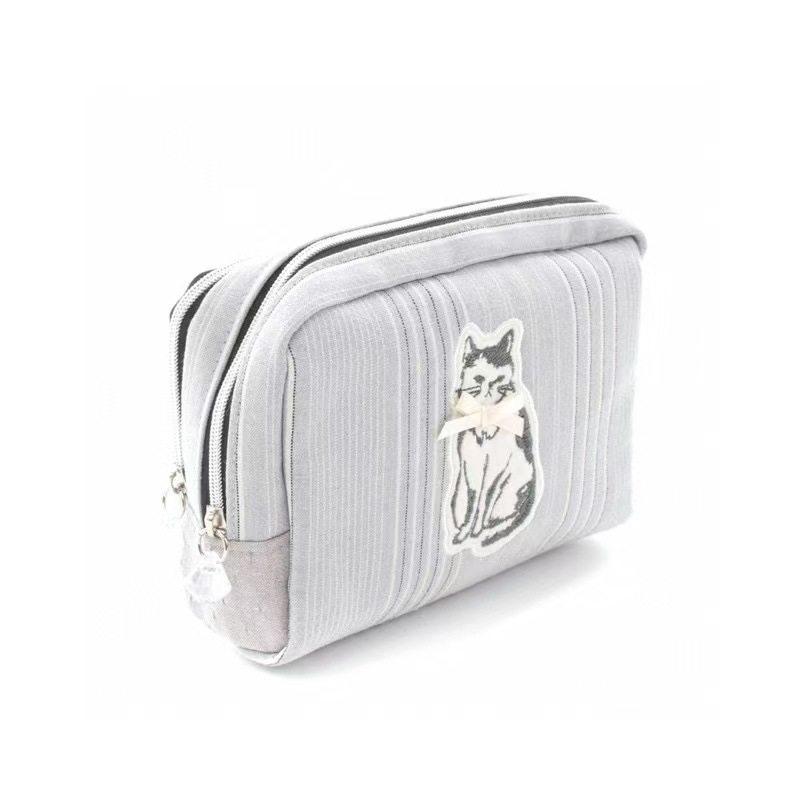 日系刺绣猫咪布艺手拿包女零钱包收纳包可爱小包,淘宝优惠券,粉丝福利购,淘宝优惠卷