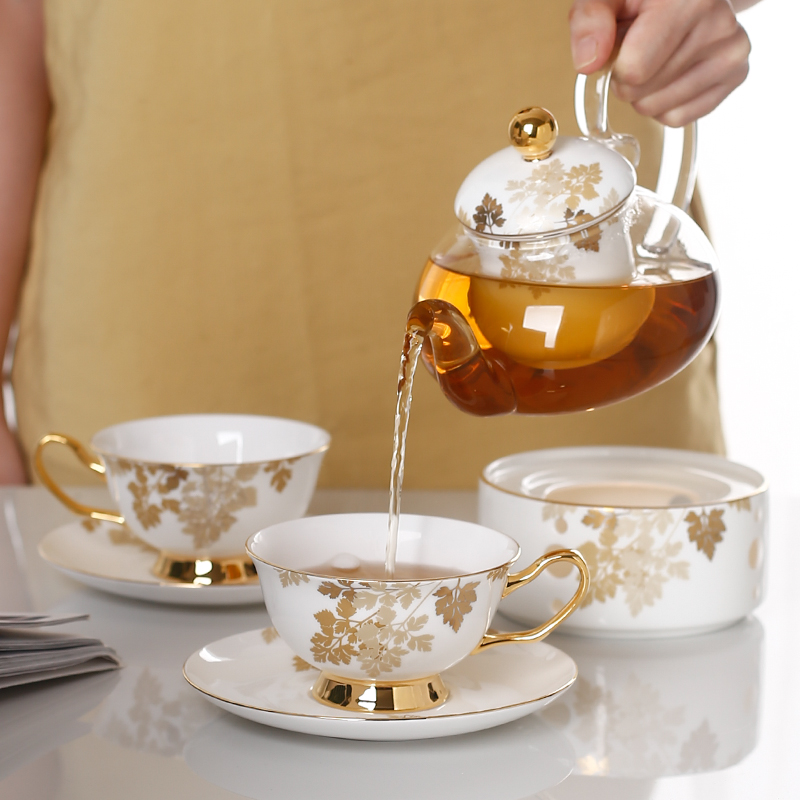 骨瓷咖啡杯欧式下午茶杯具套装花茶杯简约高档描金小奢华陶瓷杯子 - 图2