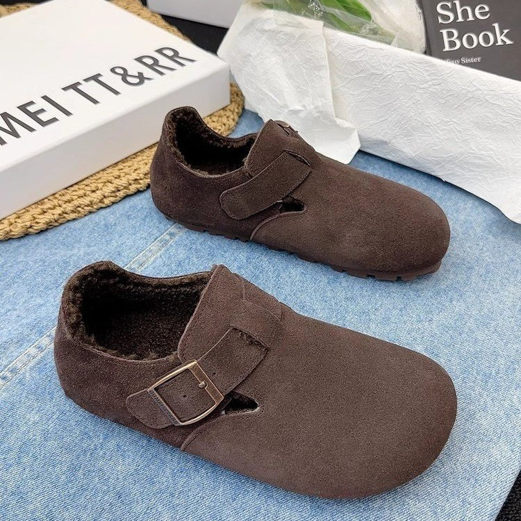 大码女鞋41到43加绒勃肯鞋软底一脚蹬豆豆鞋毛毛鞋复古全包博肯鞋,淘宝优惠券,粉丝福利购,淘宝优惠卷