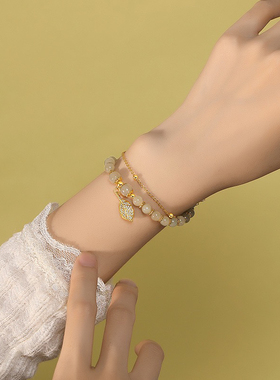 双层手链女国风复古高级感金枝玉叶天然和田玉手串送礼