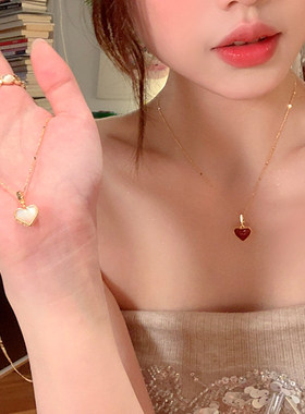 TinySylvie红白爱心双面项链
