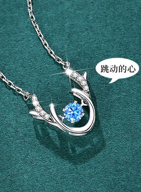 摩天轮鹿角项链女百搭S925纯银百搭小众轻奢设计感锁骨链锆石饰品