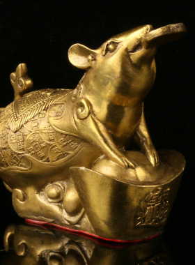 黄铜十二生肖礼品风水摆件金钱鼠