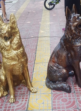 大号铜狗摆件铜狗坐像大狼狗看门狗警犬铜鑫禄圣铜器厂家定做