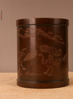 室内黄铜禅意风摆件笔筒香薰炉