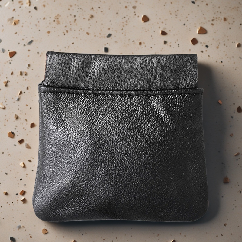 小羊皮耳机收纳包真皮迷你便携多功能数据线自动闭合收纳袋零钱包 - 图3