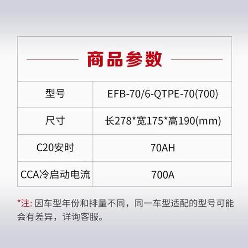 EFB70骆驼启停电池6-QTPE-70适配奥迪宝马MINI保时捷奔驰12V70AH - 图0