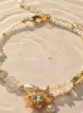 2025新款女轻奢精致枫叶碎石手链