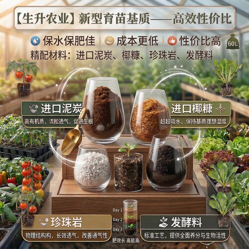 生升农业育苗基质通用型扦插泥炭椰糠育苗土专用营养土60升大包装 - 图1