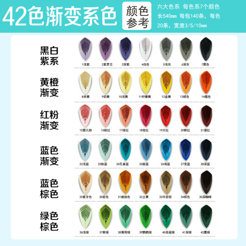 纸艺时代高品质42色渐变色衍纸条套装手工材料包学生进口彩色纸条 - 图0