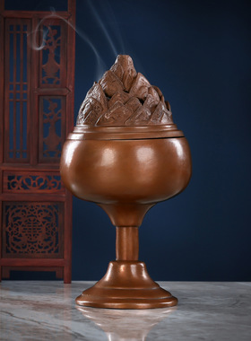 紫铜仿古博山香薰炉摆件