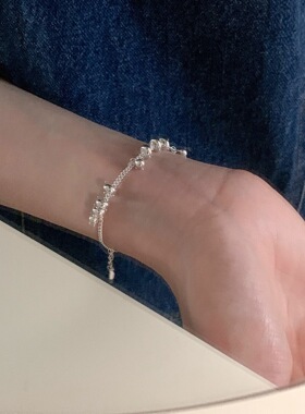 圆珠流苏银手链女简约时尚