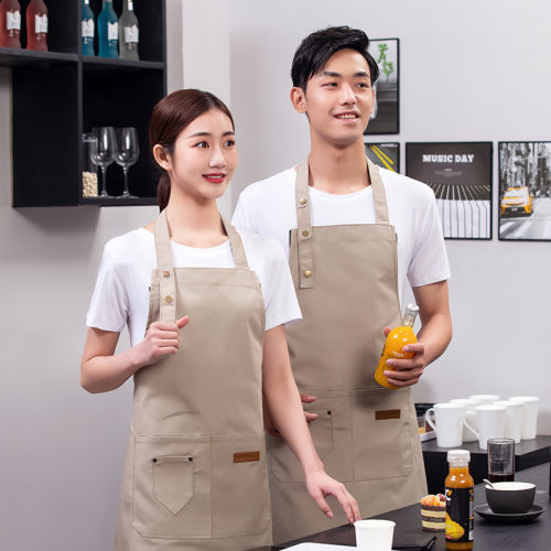 防水围裙定制logo印字女时尚家用厨房饭店服务员餐饮专用工作服男