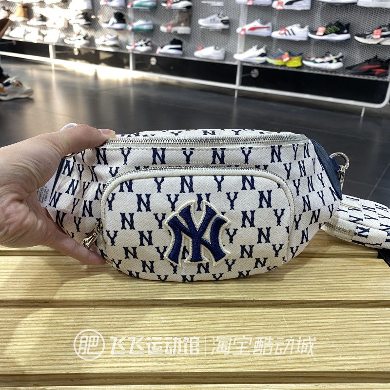 正品新款MLB钻石老花满花时尚复古旅行单肩包休闲腰包3AHSM012N - 图1