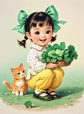 年代感可爱小女孩装饰贴画客厅卧室书房出租屋冰箱柜子室内床头
