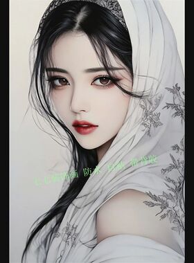 新款高清水墨风格个性美女装饰画画自粘贴纸带背胶出租屋房间墙体