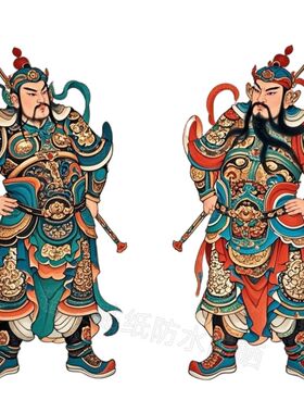 新中式门神贴纸农村大门出租房门墙上玻璃镇宅遮瑕装饰自粘贴画