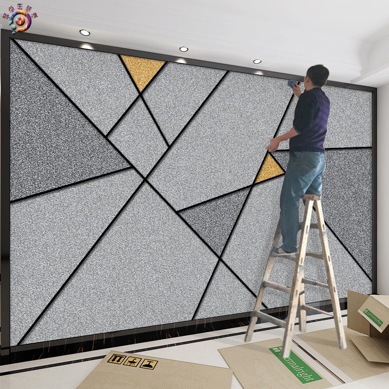 电视背景墙壁纸现代简约墙布8d立体壁画大气装饰客厅5d几何影视3d