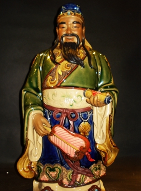 陶瓷石湾公仔博古架福禄寿三星
