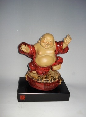 工艺中式风石湾公仔餐厅笑佛像