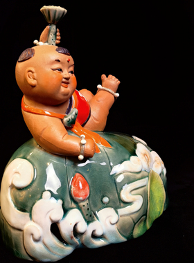 娃娃莲藕连生贵子陶瓷工艺石湾公仔家居结婚宝宝床头客厅摆件礼品