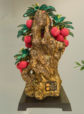 中式仿真荔枝陶瓷摆件鸿运当头