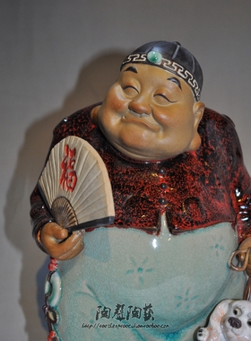 石湾公仔博古架中式风人物摆件