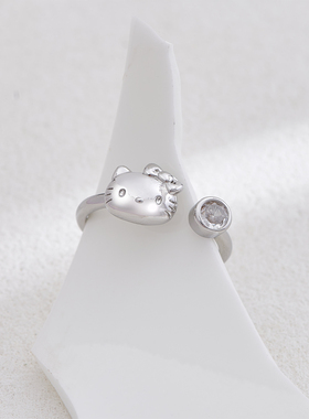 正版哈喽Kitty可爱少女心凯蒂猫合金创意戒指可调节可送人送女友