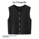 LaChapelle women's knitted vest with small gold buttons