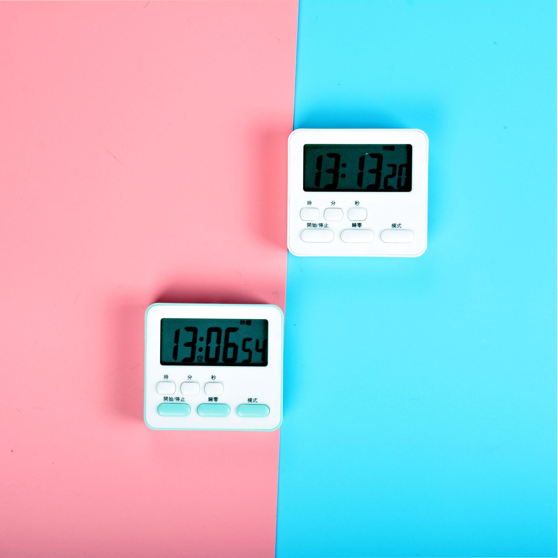 马卡龙色系定时器带时间计时器多功能厨房电子倒计时提醒器小时钟-图2