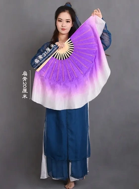 真丝舞蹈扇子儿童跳舞扇双面加长