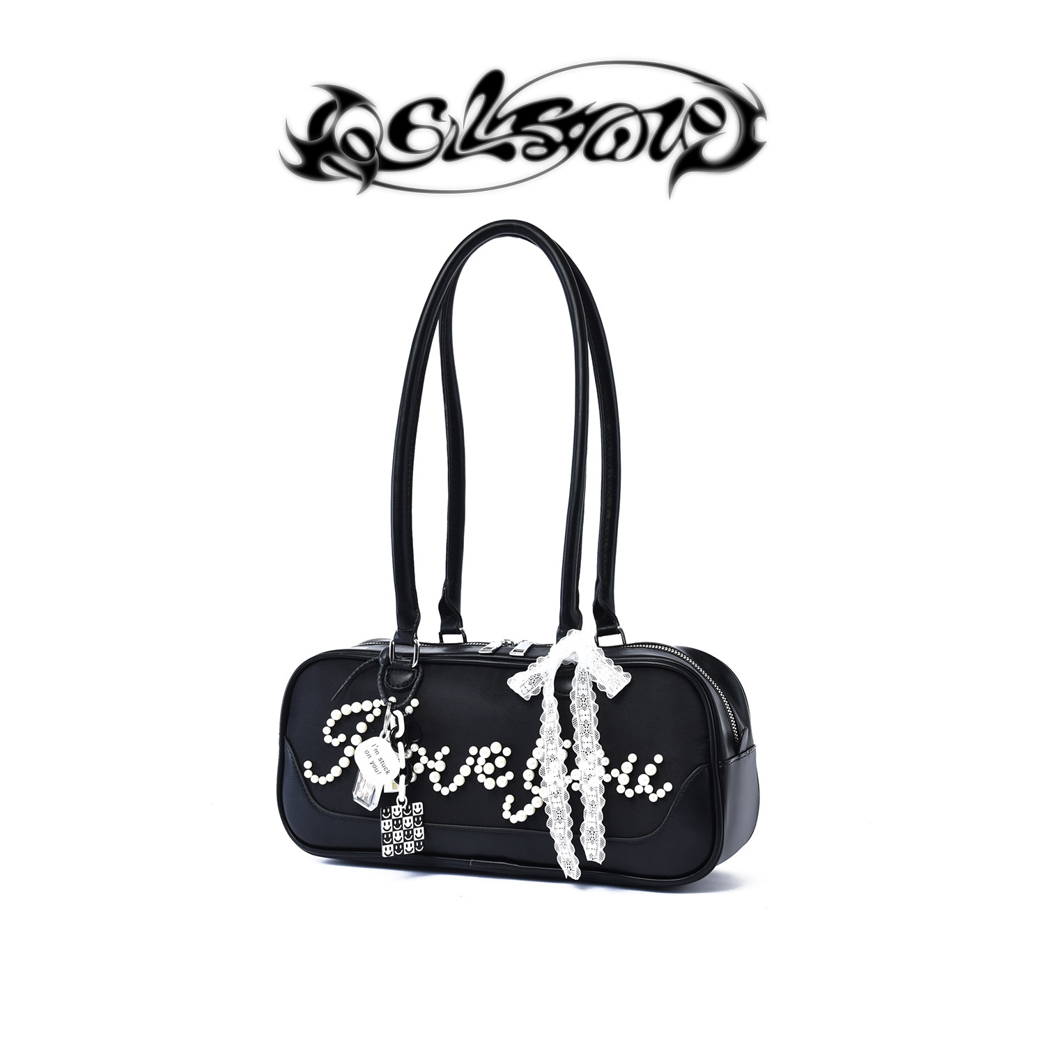 uustudio小众原创设计美式甜酷辣妹手工珍珠铆钉保龄球腋下法棍包,淘宝优惠券,粉丝福利购,淘宝优惠卷