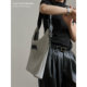 Dark pleated large capacity tote bag
