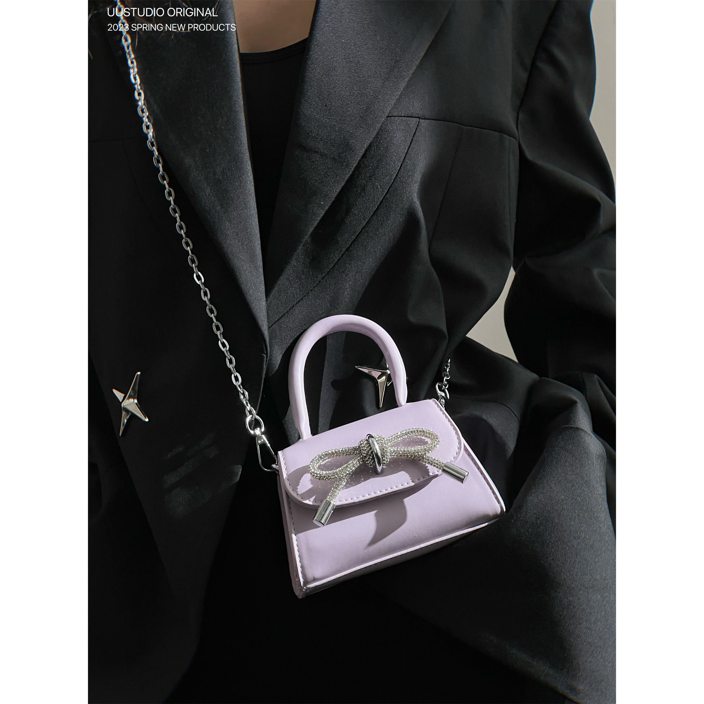 uustudio小众设计高级感2023少女蝴蝶结迷你链条口红耳机斜挎包潮,淘宝优惠券,粉丝福利购,淘宝优惠卷