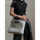 Dark pleated large capacity tote bag
