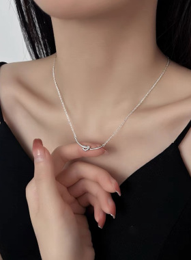 ins风s925纯银绳结锁骨链女简约