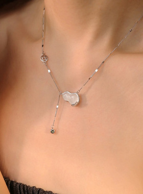 s925纯银白玉髓葫芦项链女新中式