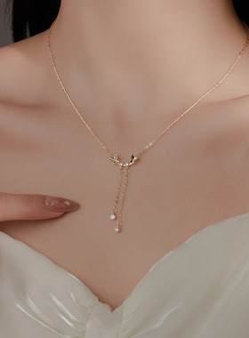 s925纯银蝴蝶流苏项链女小众设计