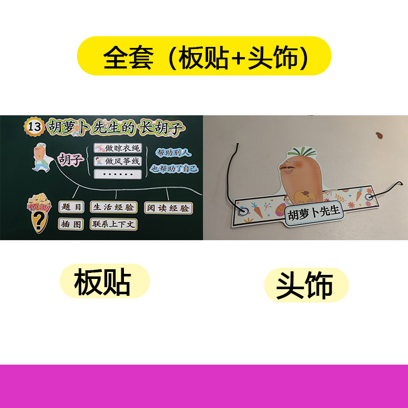 胡萝卜先生的长胡子板书设计小学三上语文公开课教师比赛教具卡片 - 图2