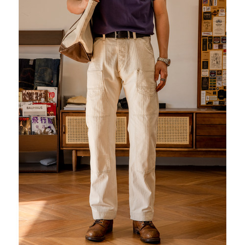 红风 井下工装裤HBT中高腰宽松直筒机车休闲裤 复刻freewheelers - 图0