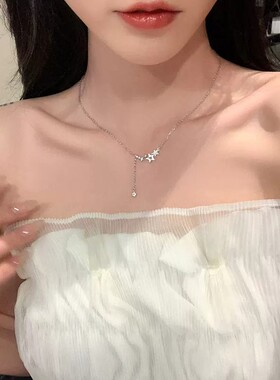 轻奢小众镶钻蝴蝶结锁骨链女款