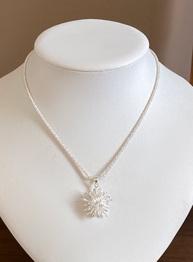 法式素银烟花吊坠小众锁骨链女