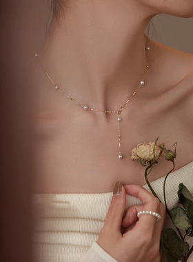 满天星珍珠项链女款锁骨链