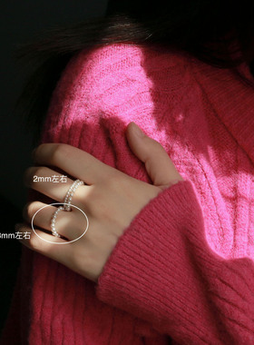 叠戴法式优雅高亮水晶珍珠戒指女