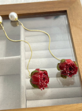 森系超仙永生花耳环2025新款爆款耳线气质天然干花玫瑰真花耳坠